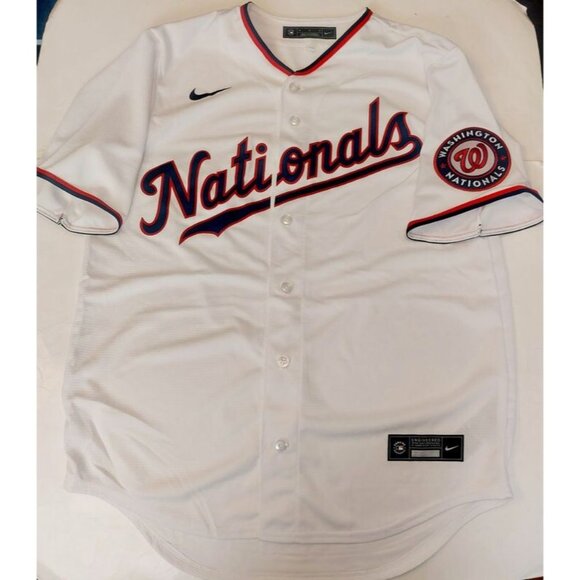 Nike Washington Nationals Mens Size M Full Button Home Jersey White Blank MLB